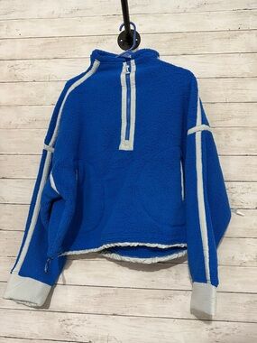 Free people Blue Sherpa Fleece Jacket with Light blue Trim